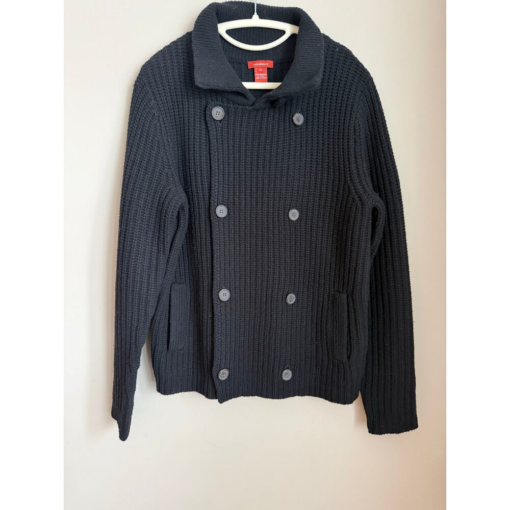 Sundance 100% Lambswool Chunky Knit‎ Shawl Collar Sweater Jacket Size Small